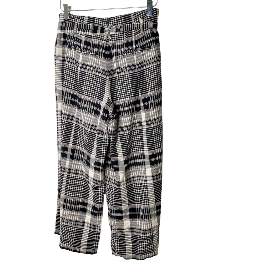 Anthropologie Ett:twa Luca Wide Leg Crop High Waist Plaid Bag Waist Tie Size 2 - Picture 6 of 10